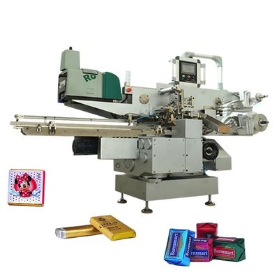 PLC Servo Control de pantalla táctil de flujo automático de papel de envoltura de barras de chocolate máquina de embalaje horizontal